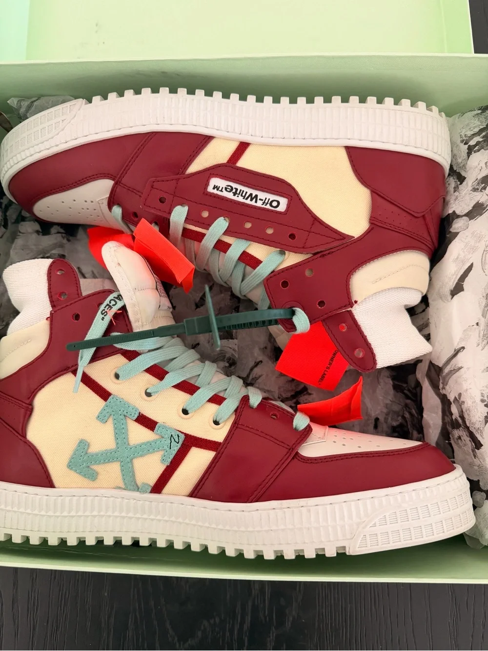 Off-White 3.0 Off-Court High Top Pristine Barolo Burgundy Mint Size 44 US 11 Box